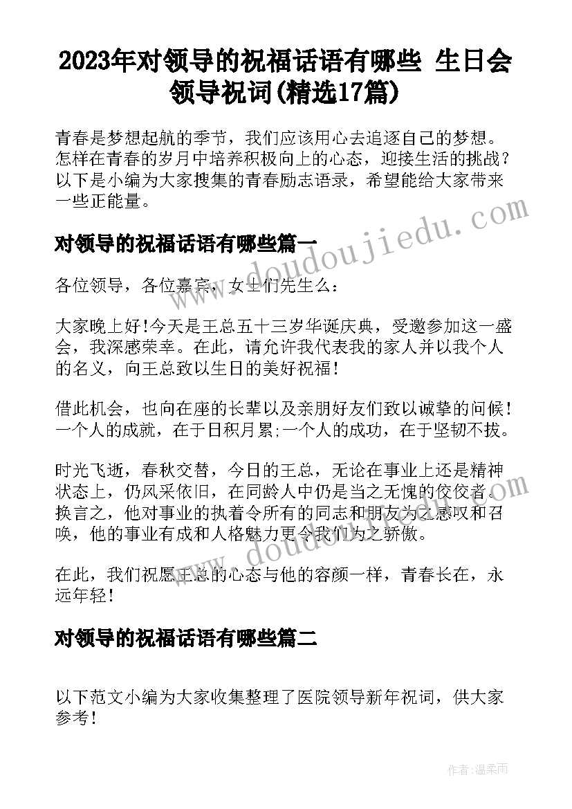 2023年对领导的祝福话语有哪些 生日会领导祝词(精选17篇)