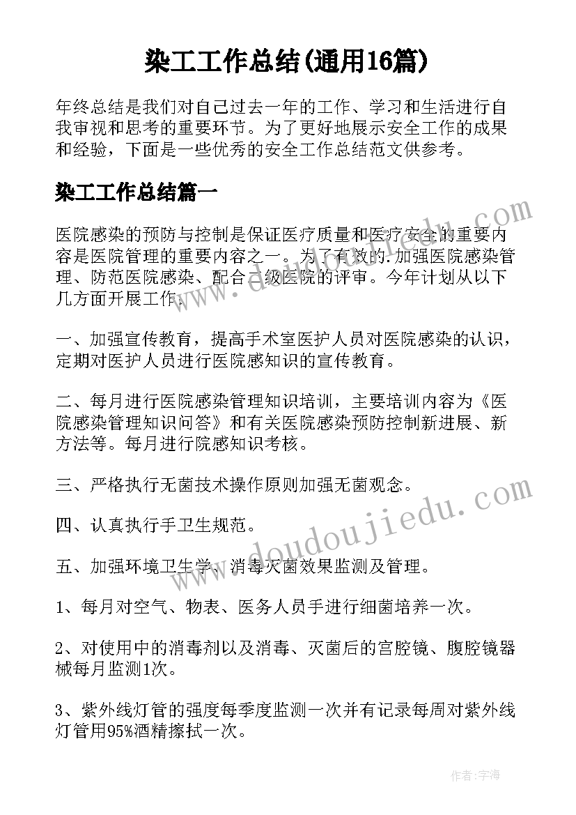 染工工作总结(通用16篇)