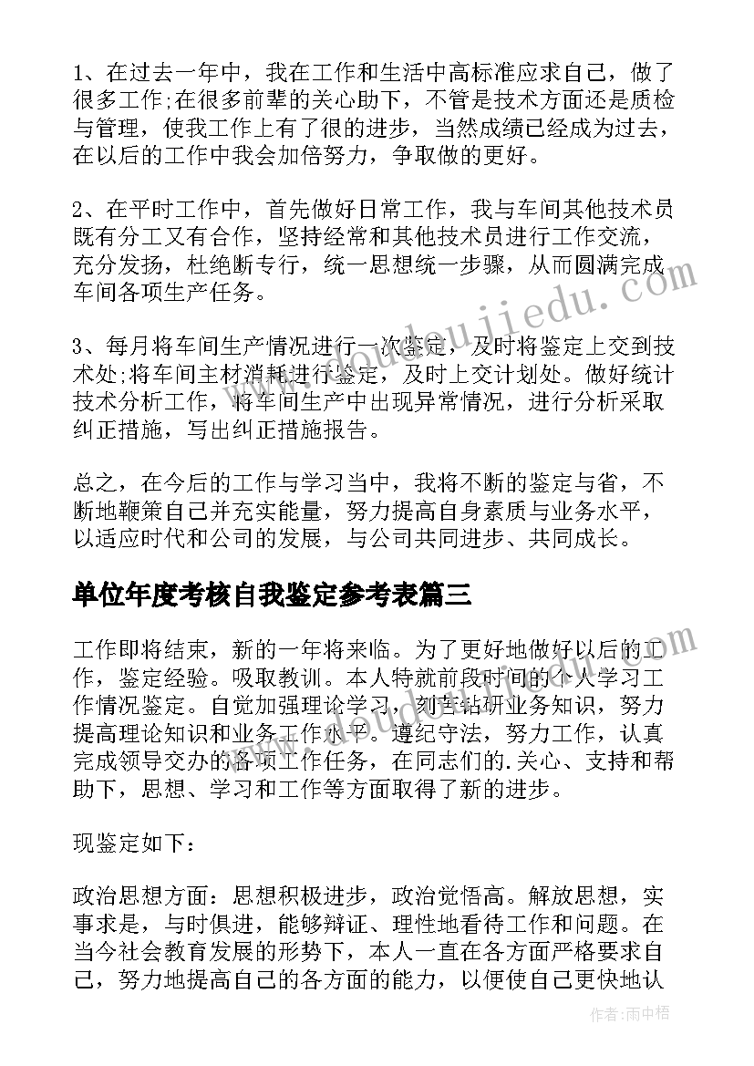 最新单位年度考核自我鉴定参考表(大全8篇)