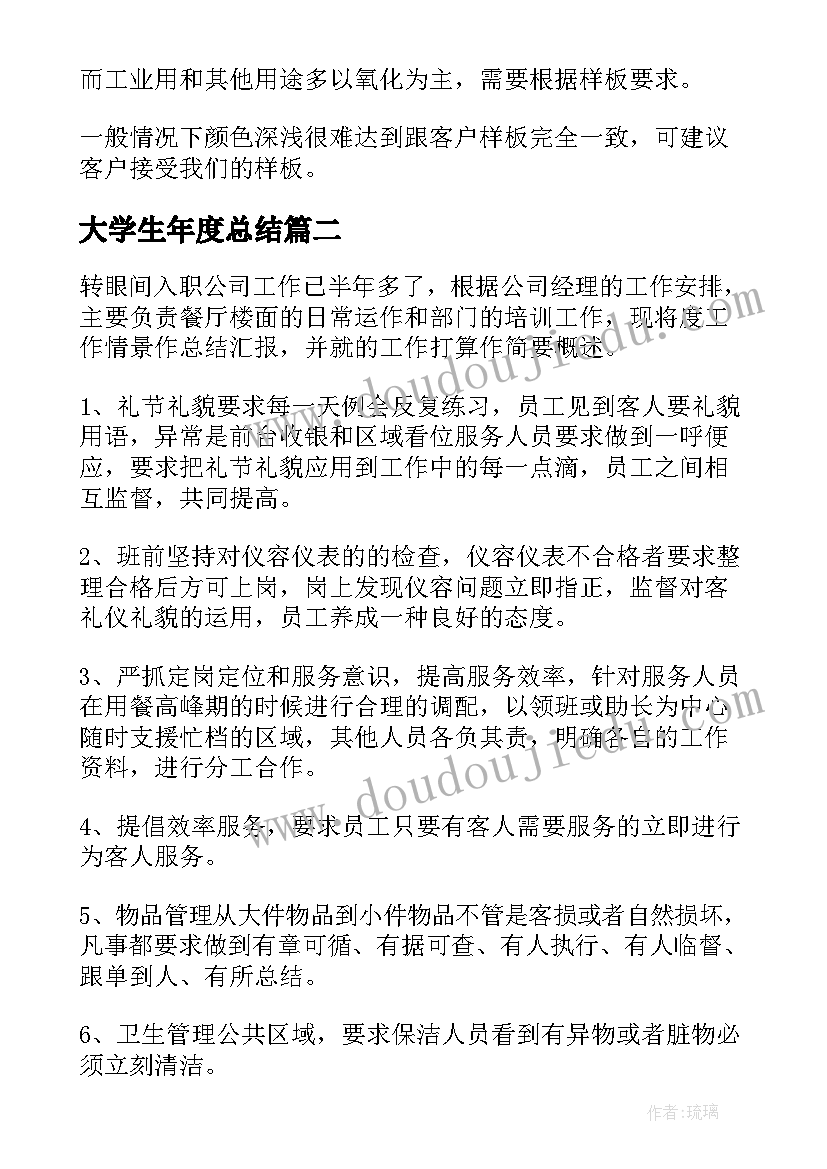 最新大学生年度总结(优质10篇)