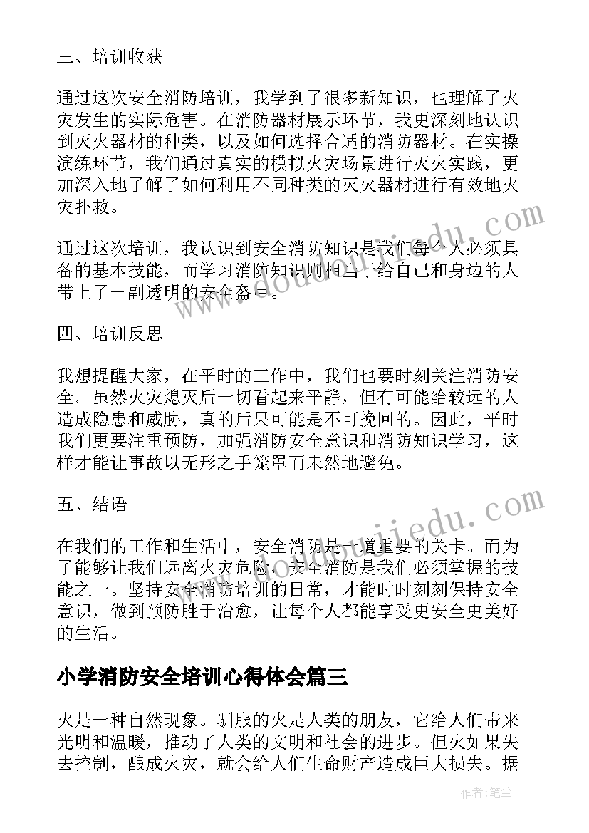 2023年小学消防安全培训心得体会 开展安全消防培训心得体会(通用11篇)