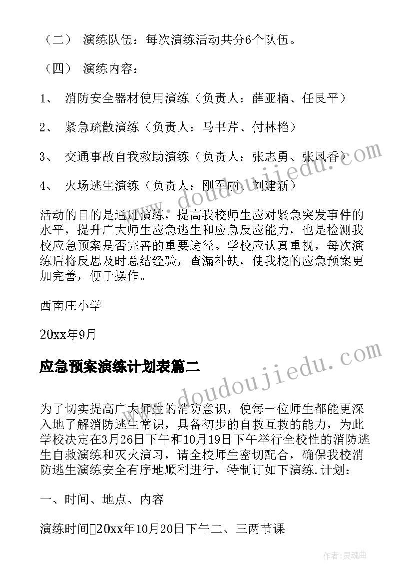 2023年应急预案演练计划表(精选12篇)