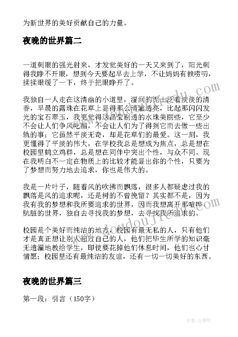 2023年夜晚的世界 新世界心得体会(模板16篇)