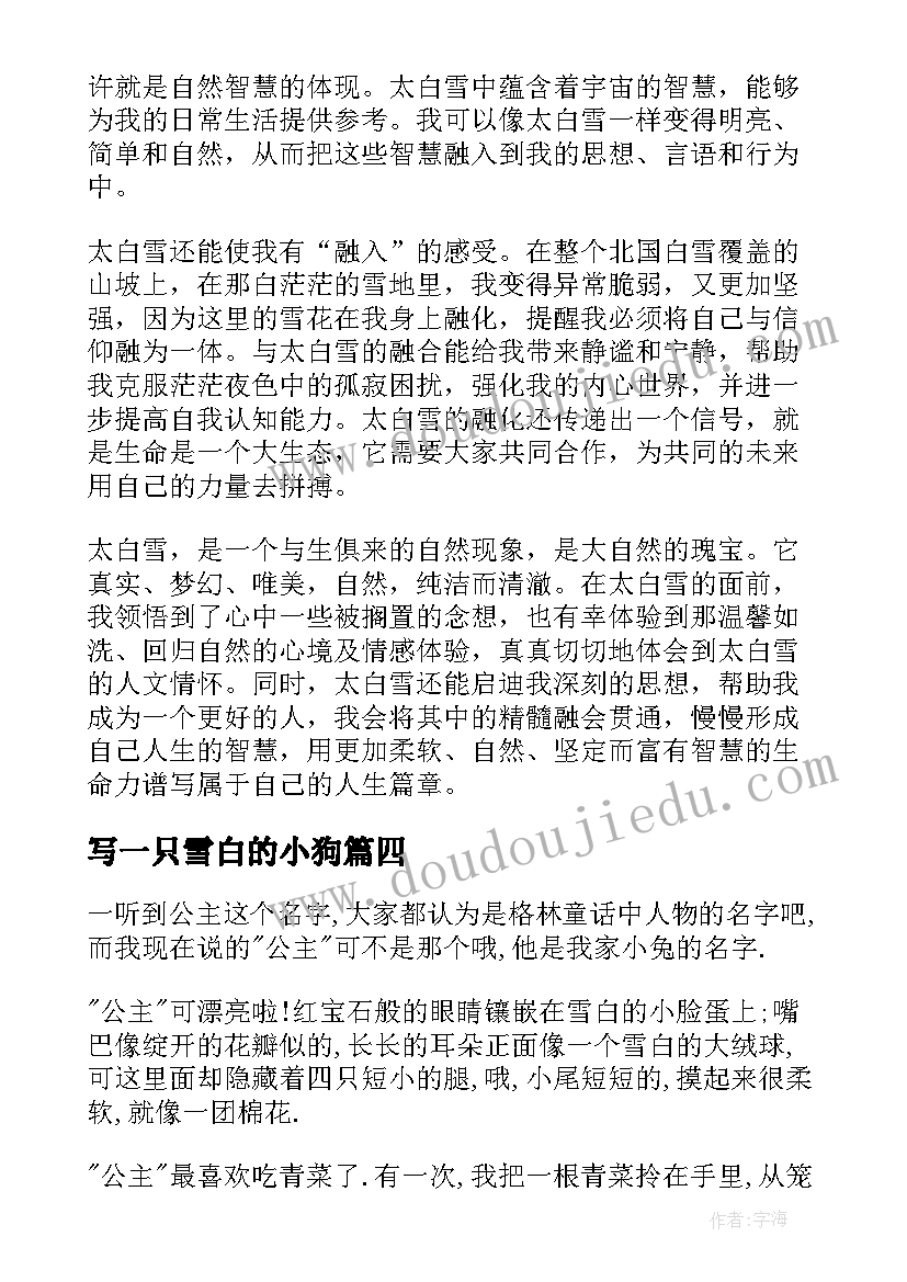 2023年写一只雪白的小狗 太白雪心得体会(实用18篇)