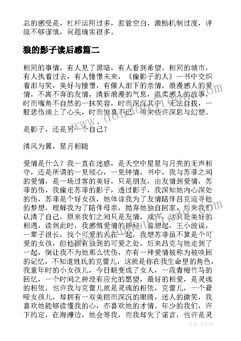 狼的影子读后感 追风的影子读后感追风的影子读后感(实用10篇)