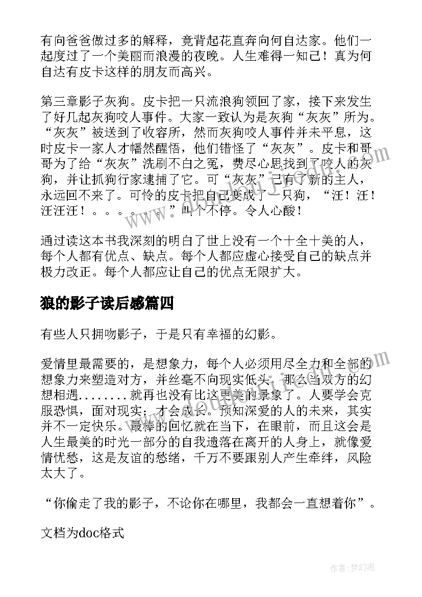 狼的影子读后感 追风的影子读后感追风的影子读后感(实用10篇)