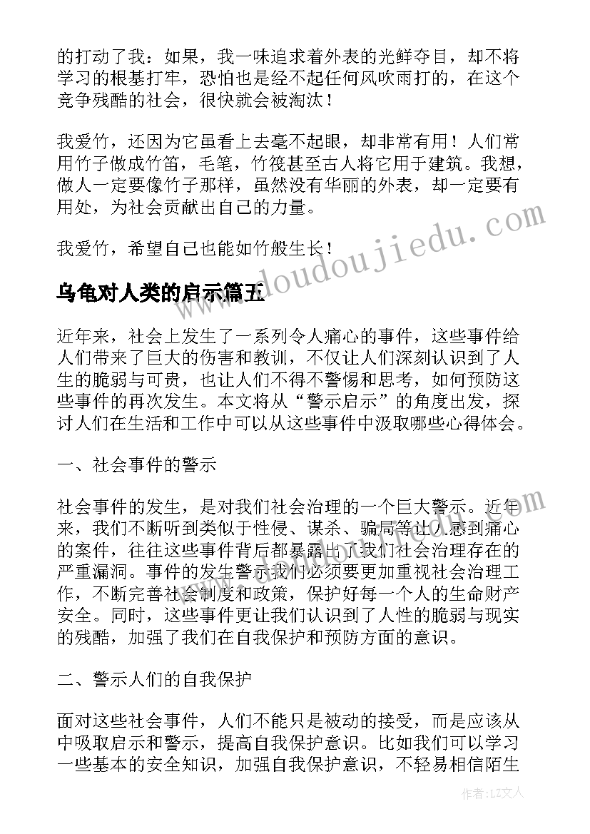 最新乌龟对人类的启示 警示启示心得体会(优质20篇)