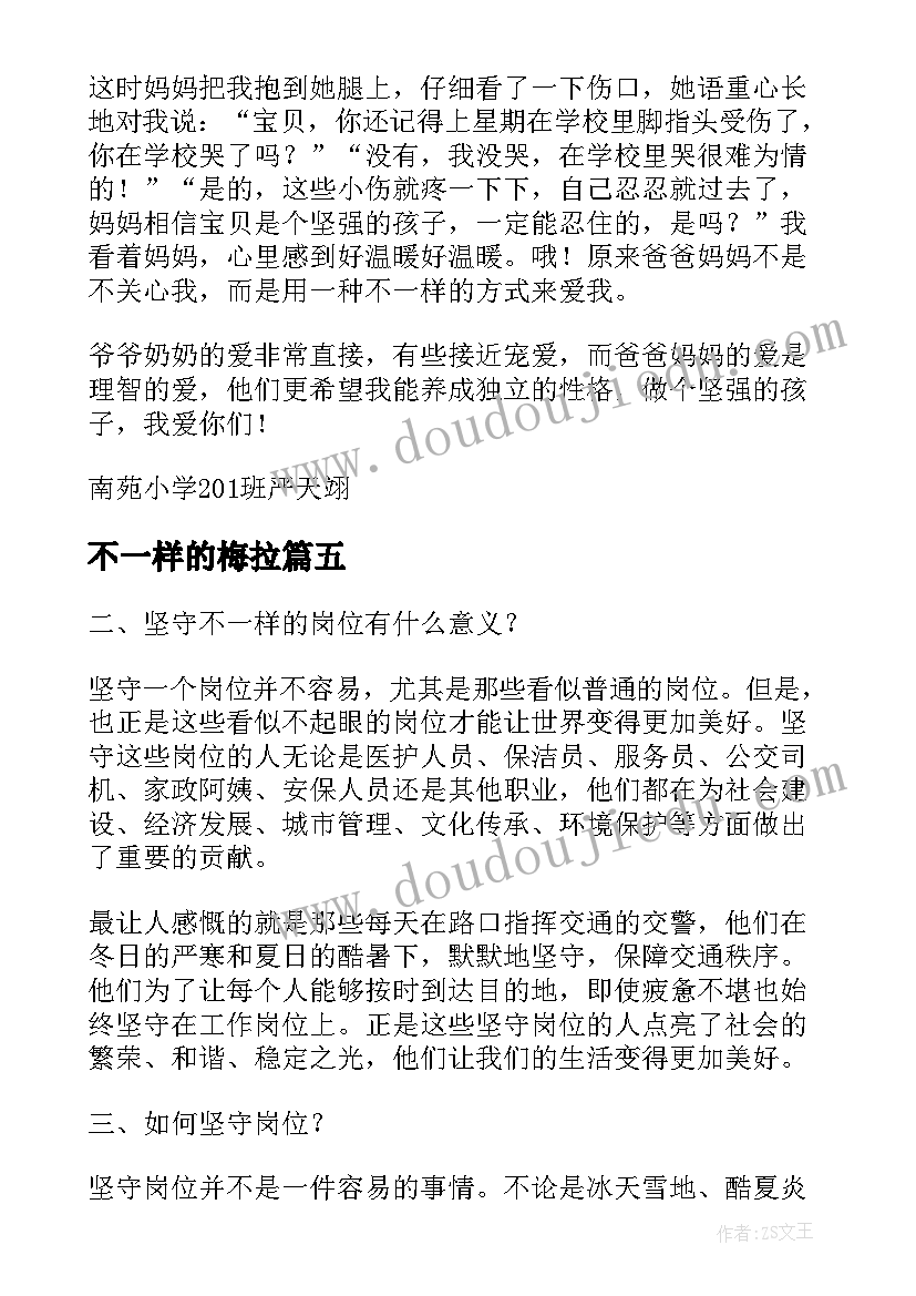 不一样的梅拉 坚守不一样的岗位心得体会(汇总18篇)