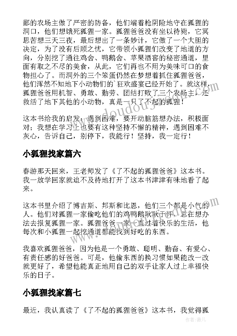 小狐狸找家 了不起的狐狸爸爸读后感(通用11篇)