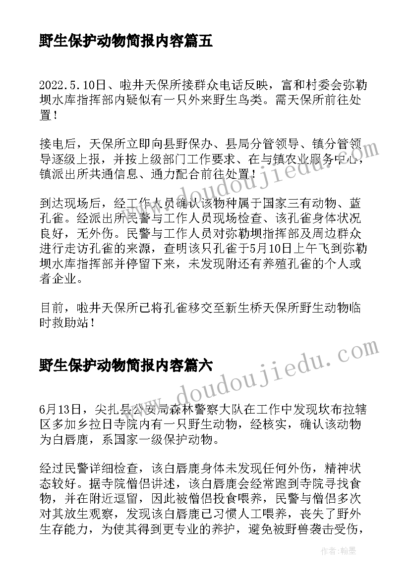 2023年野生保护动物简报内容 野生保护动物简报(汇总8篇)