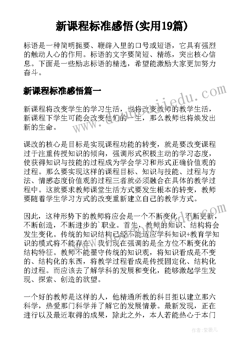 新课程标准感悟(实用19篇)