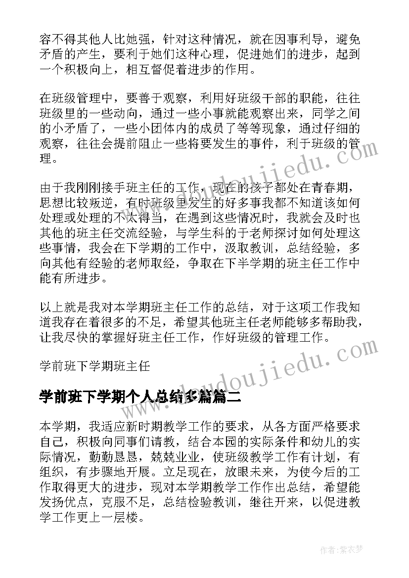 2023年学前班下学期个人总结多篇(实用19篇)