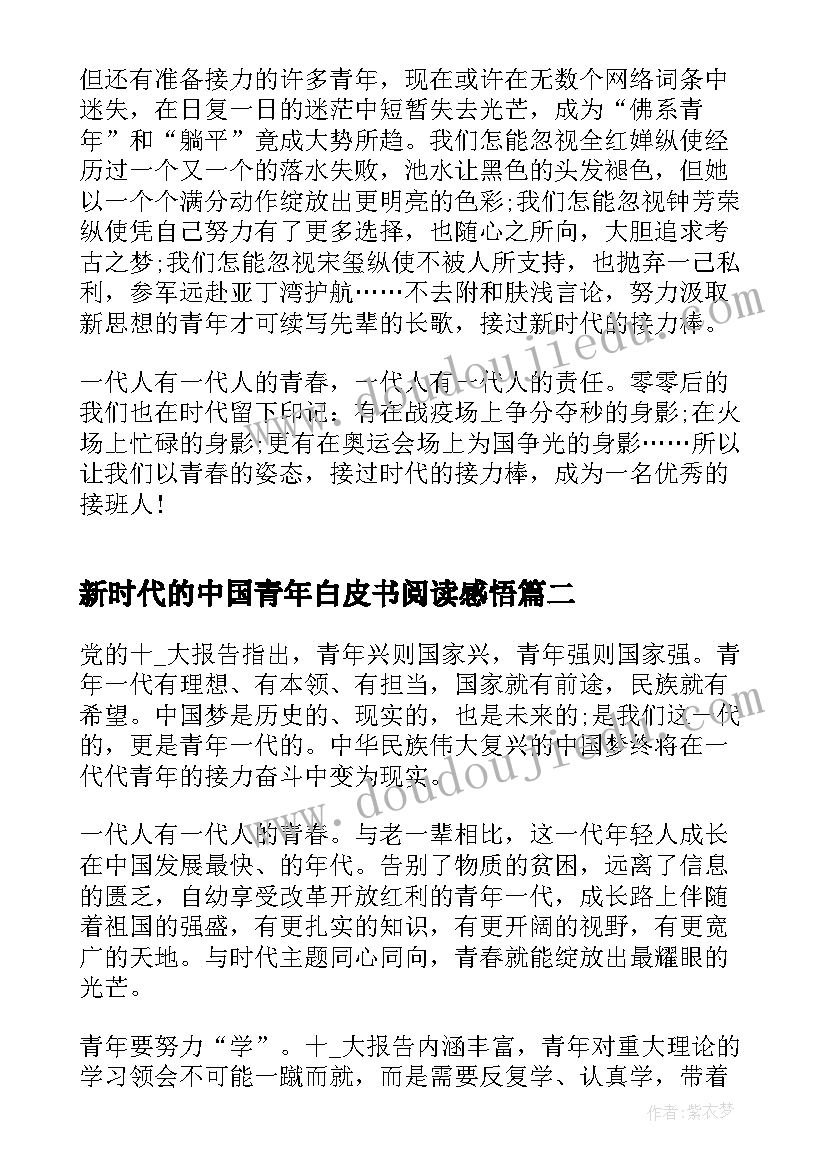 最新新时代的中国青年白皮书阅读感悟(大全8篇)