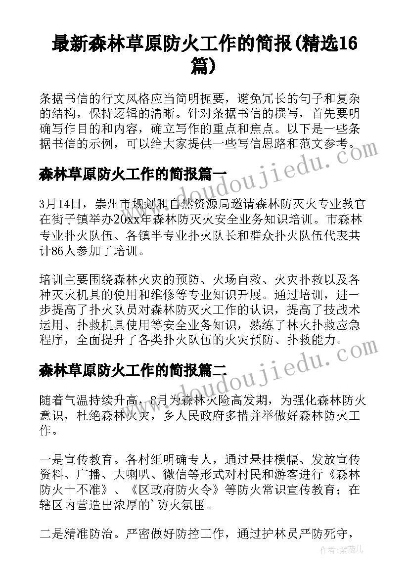 最新森林草原防火工作的简报(精选16篇)