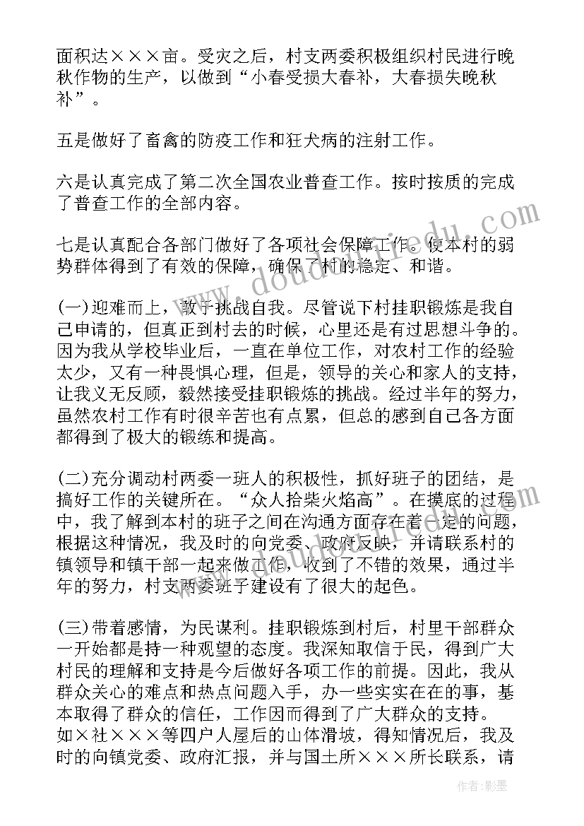 2023年挂职锻炼半年总结(模板8篇)