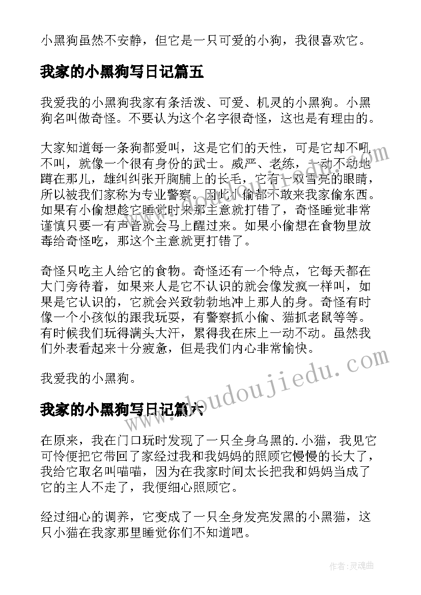 2023年我家的小黑狗写日记 我家的调皮蛋小黑(优质12篇)