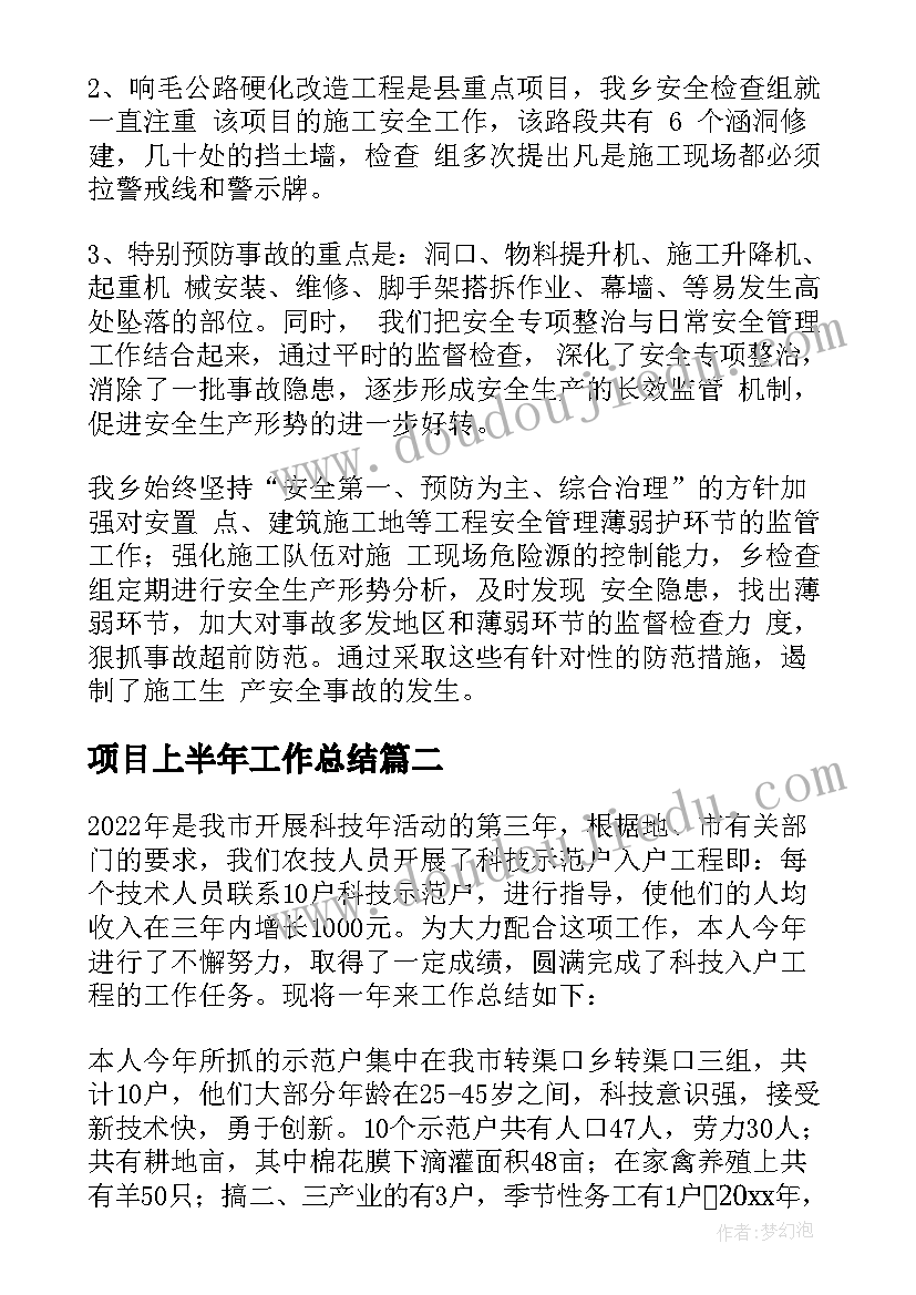 2023年项目上半年工作总结(优质14篇)