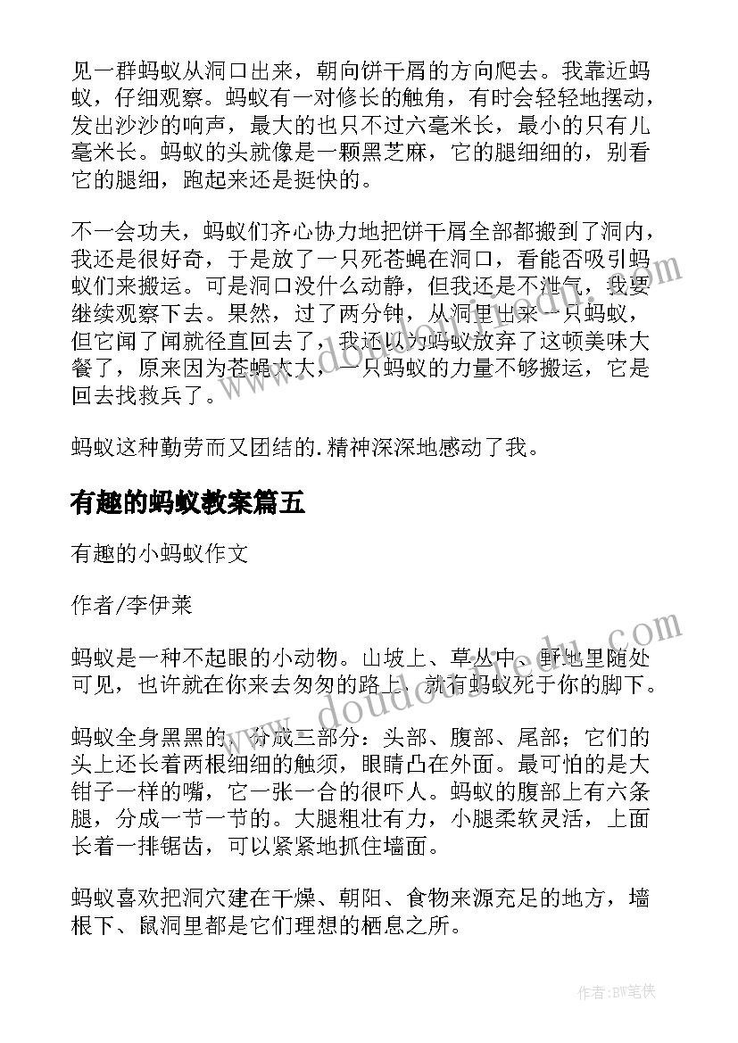 2023年有趣的蚂蚁教案 有趣的小蚂蚁(优质14篇)