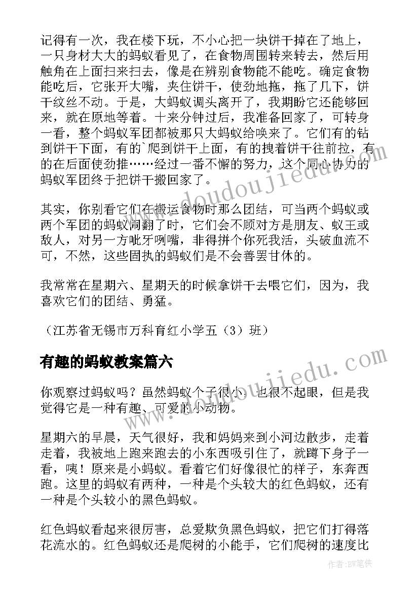 2023年有趣的蚂蚁教案 有趣的小蚂蚁(优质14篇)