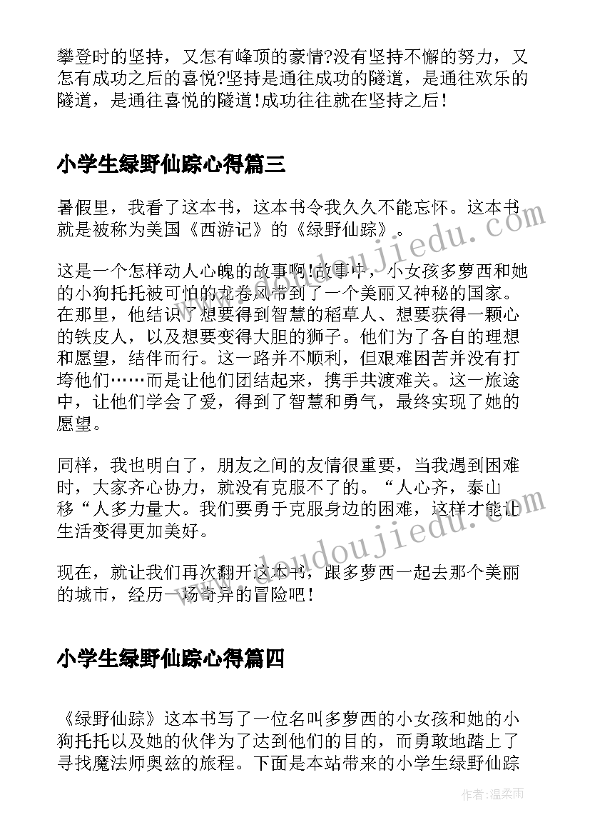 2023年小学生绿野仙踪心得(实用5篇)