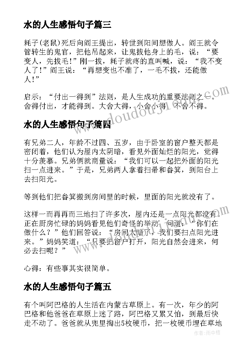 2023年水的人生感悟句子 人生哲理故事(优质9篇)