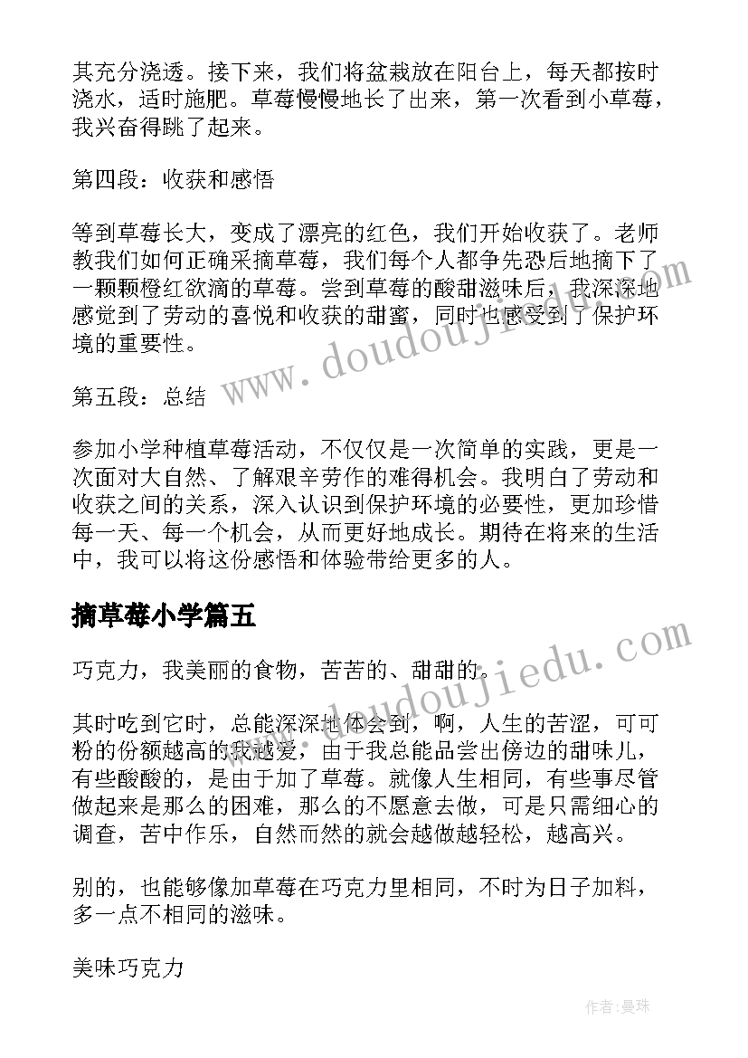 2023年摘草莓小学 小学种植草莓心得体会(模板20篇)