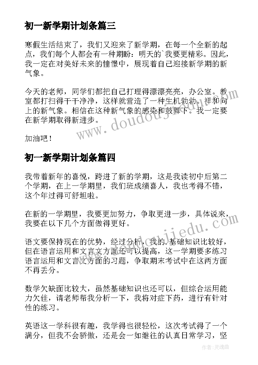 2023年初一新学期计划条 初一新学期学习计划(模板12篇)