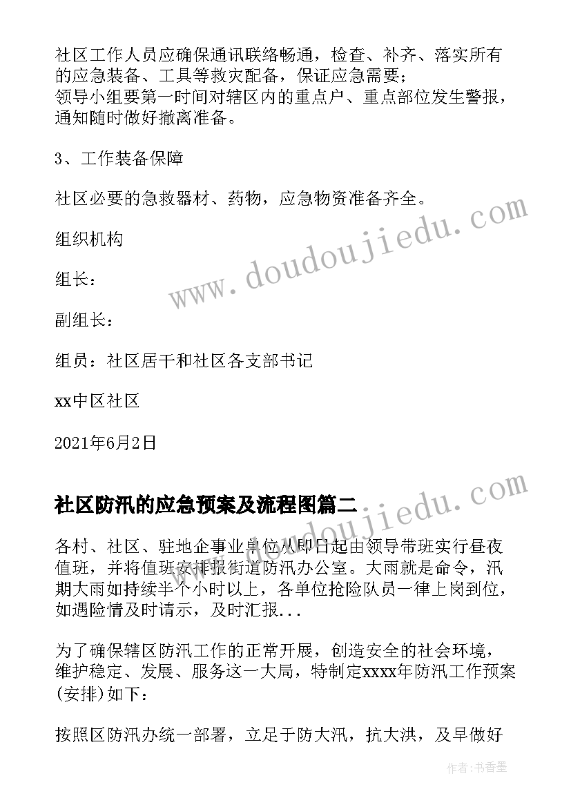 最新社区防汛的应急预案及流程图(汇总8篇)