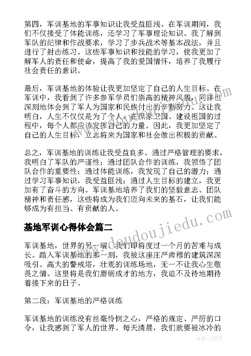 最新基地军训心得体会(大全8篇)