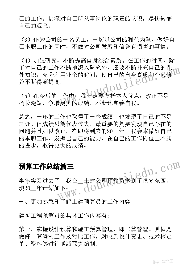 预算工作总结 预算员年度工作计划(通用17篇)