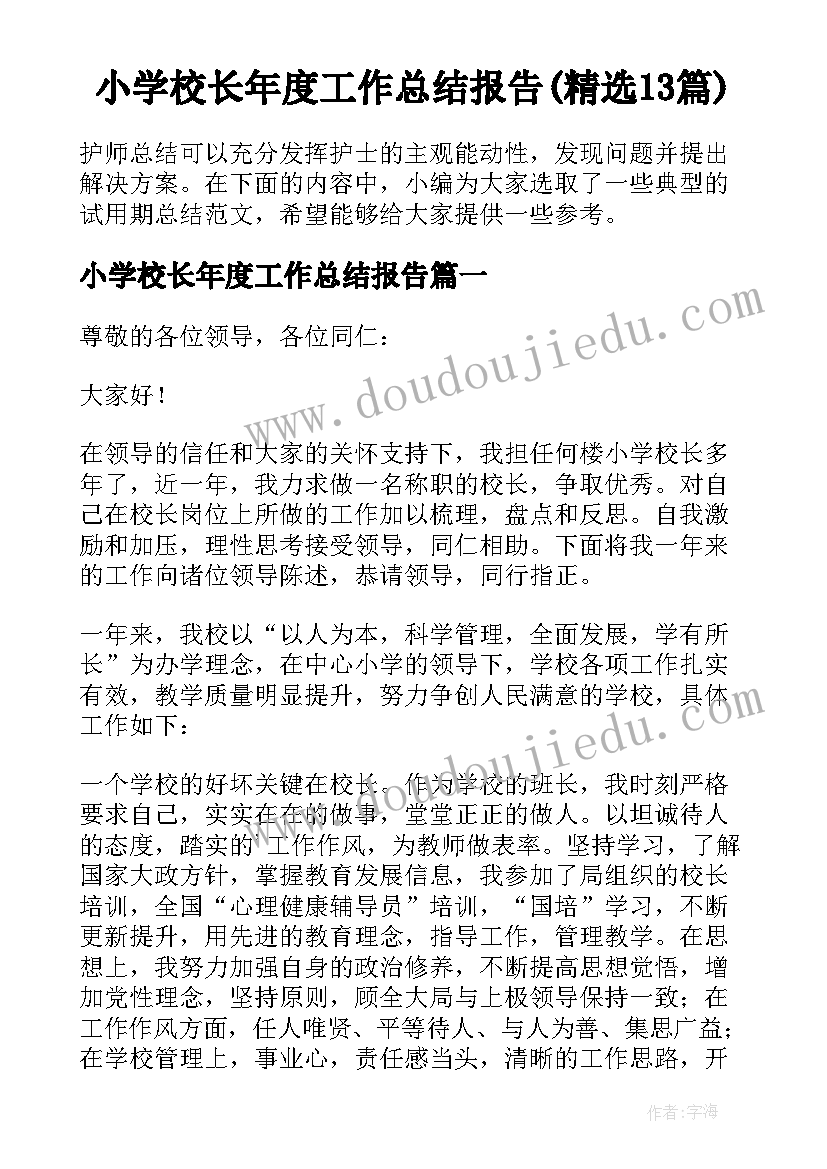 小学校长年度工作总结报告(精选13篇)