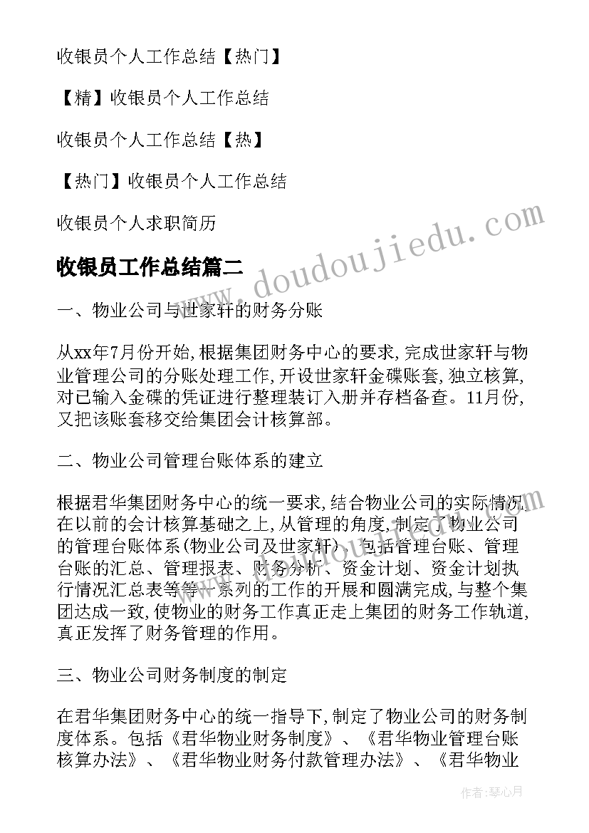 收银员工作总结 收银员个人工作总结(优秀8篇)