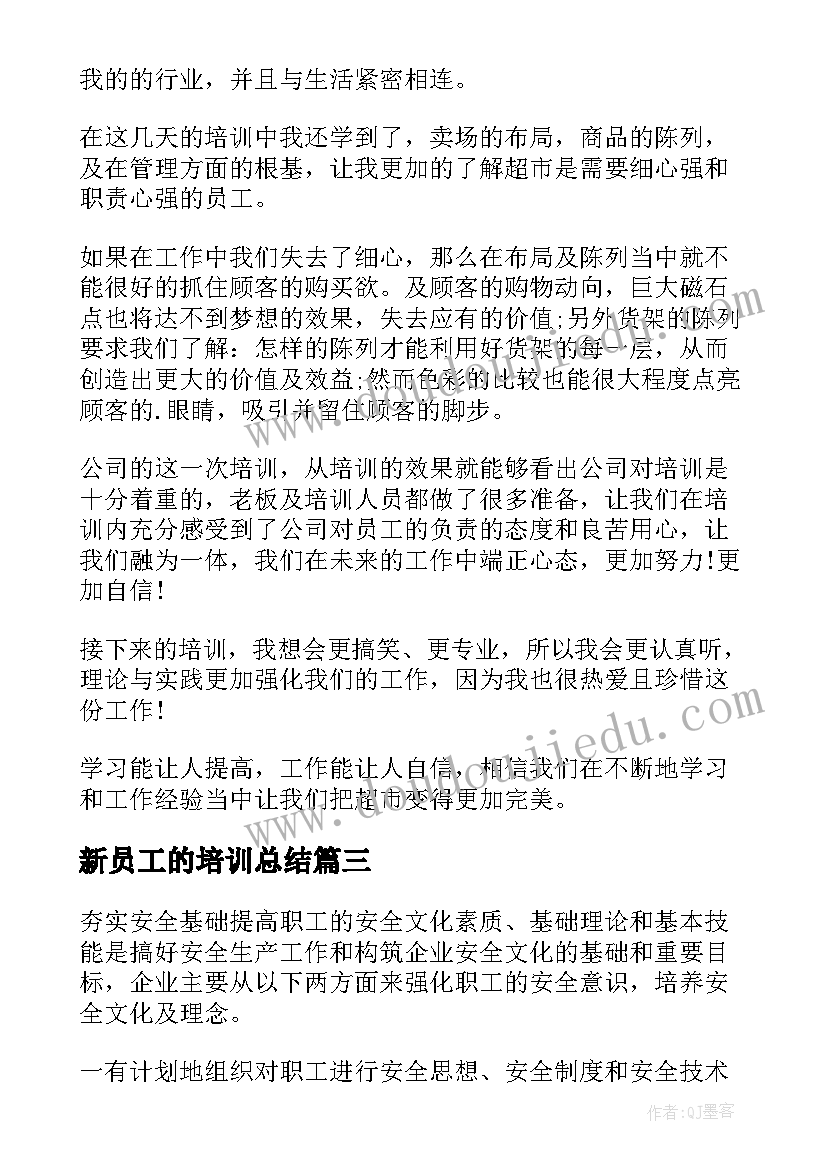 2023年新员工的培训总结(模板8篇)