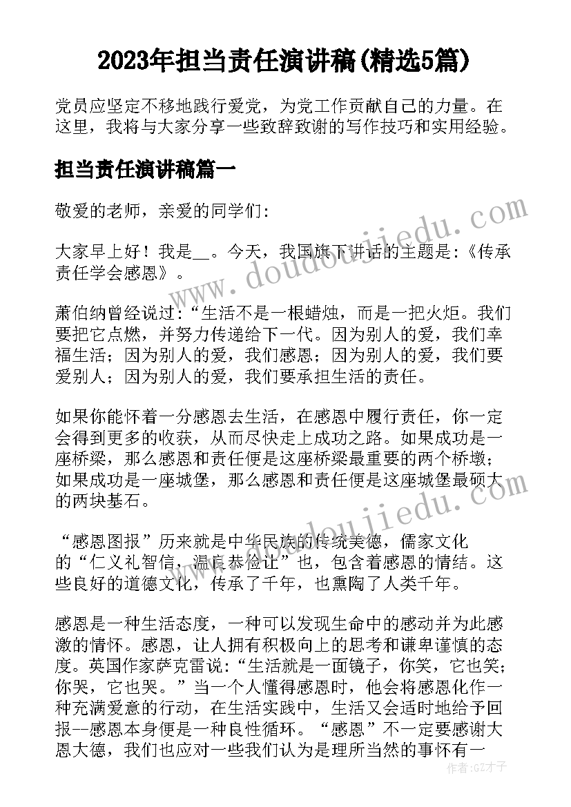 2023年担当责任演讲稿(精选5篇)