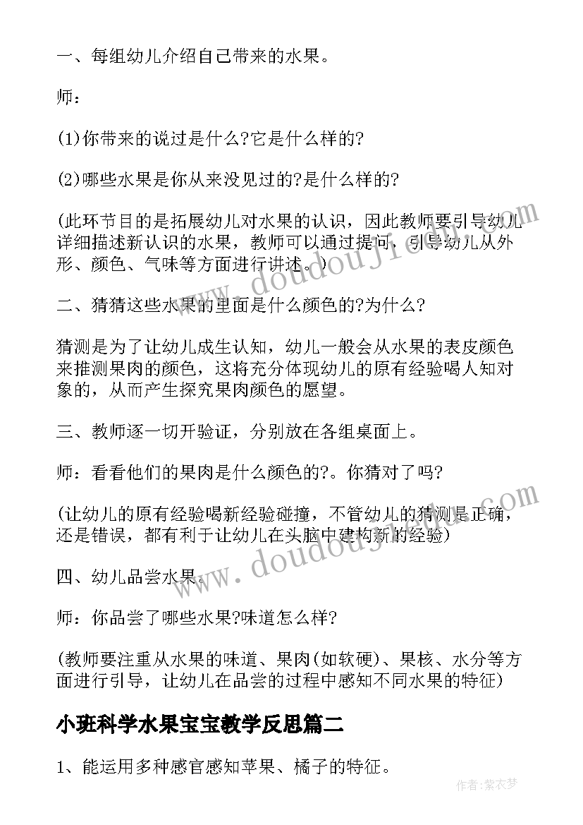 最新小班科学水果宝宝教学反思(优质12篇)