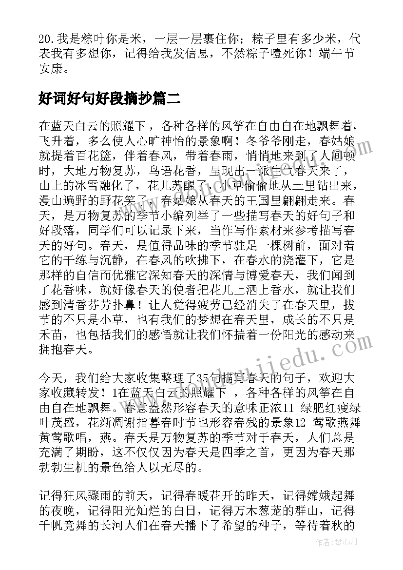 2023年好词好句好段摘抄(大全8篇)