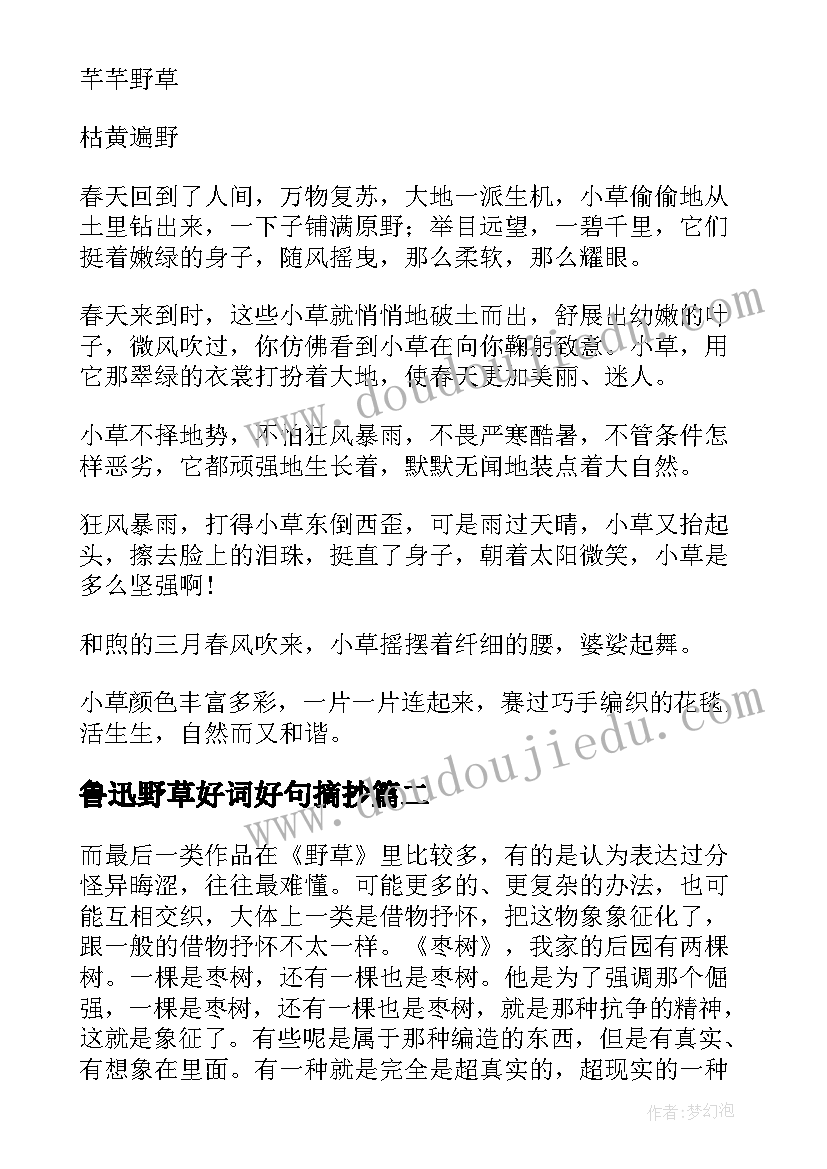 最新鲁迅野草好词好句摘抄 鲁迅野草好词好句赏析(优质8篇)