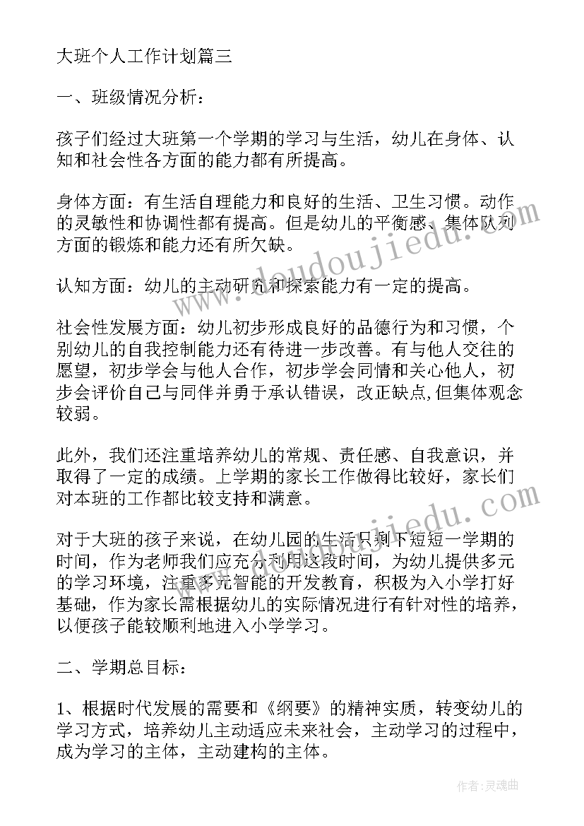 蒙氏教师下学期个人计划 大班教师下学期个人工作计划(实用15篇)