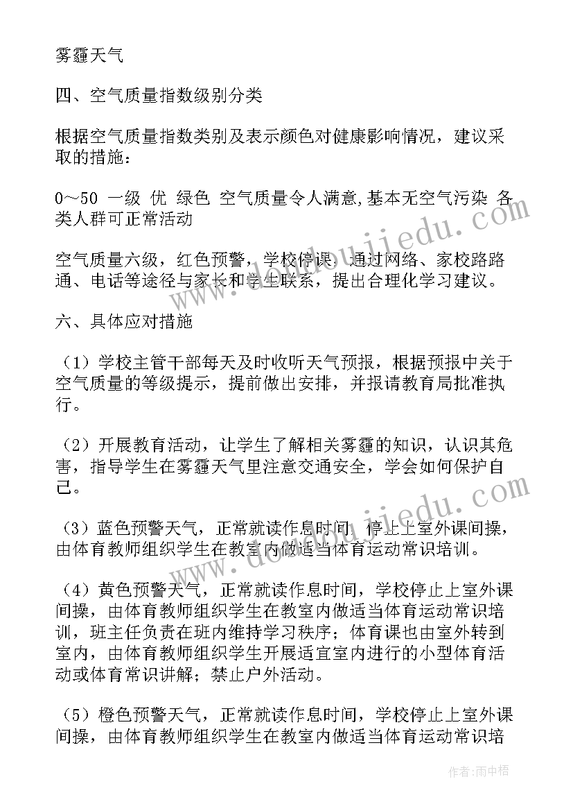 施工雾霾天气应急预案 雾霾天气应急预案(精选8篇)