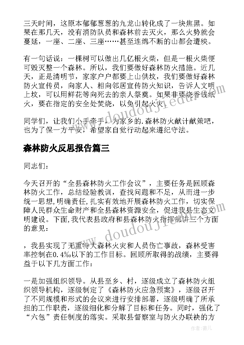 森林防火反思报告 森林防火反思的发言稿(精选10篇)