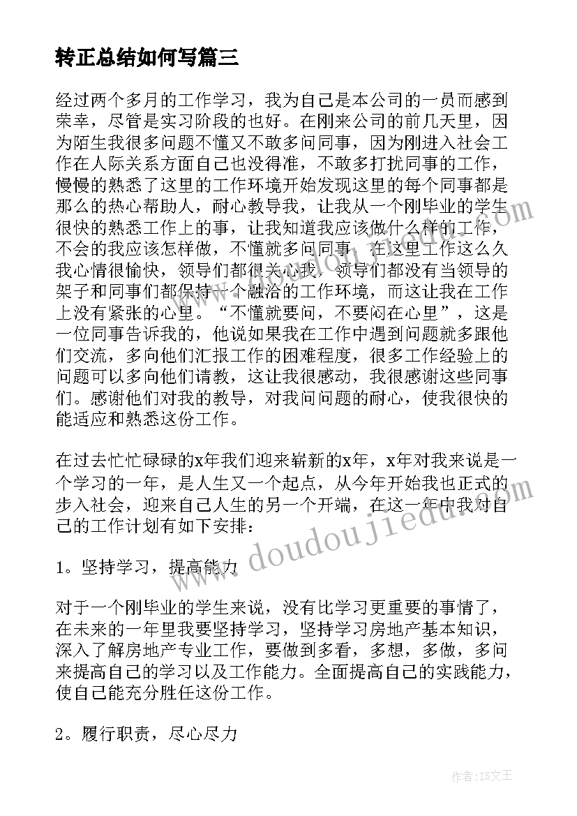 最新转正总结如何写(优秀8篇)