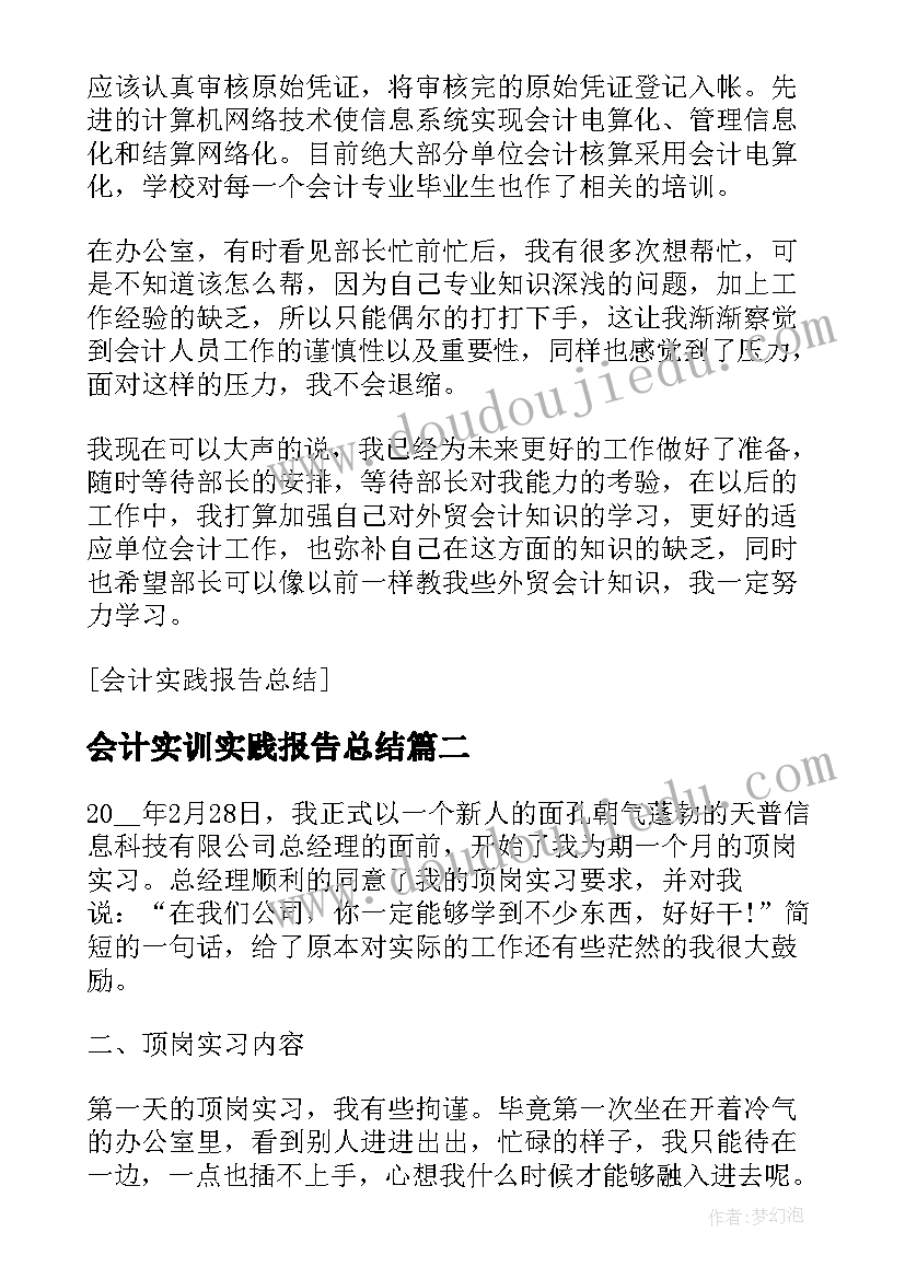 2023年会计实训实践报告总结(优秀19篇)