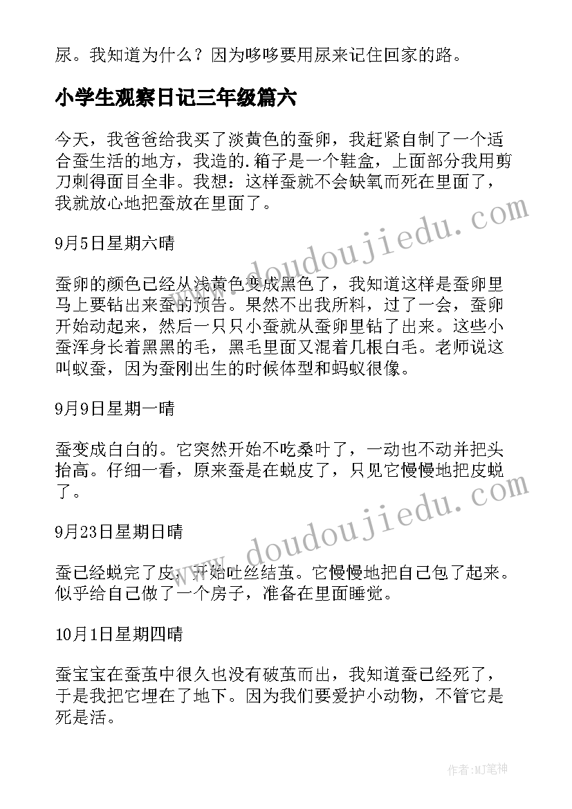 最新小学生观察日记三年级 三年级观察日记(模板18篇)