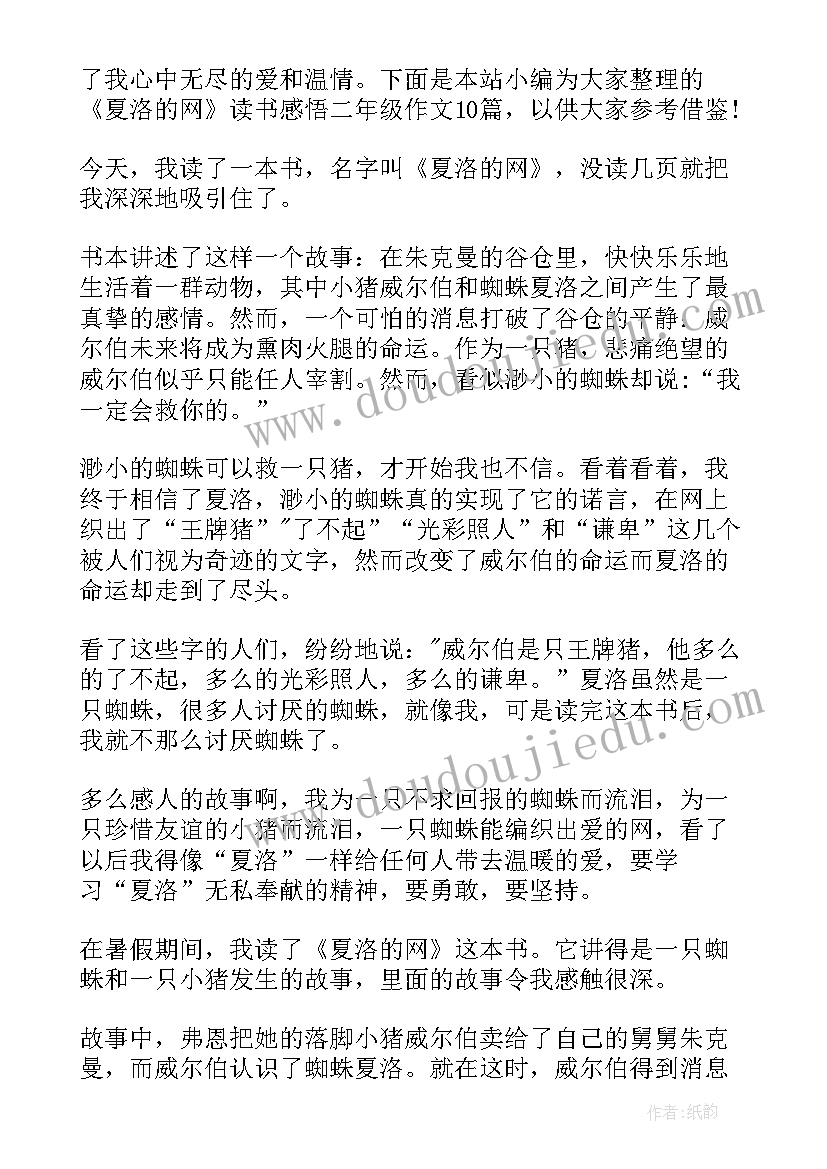 2023年夏洛的网读书感悟(模板5篇)