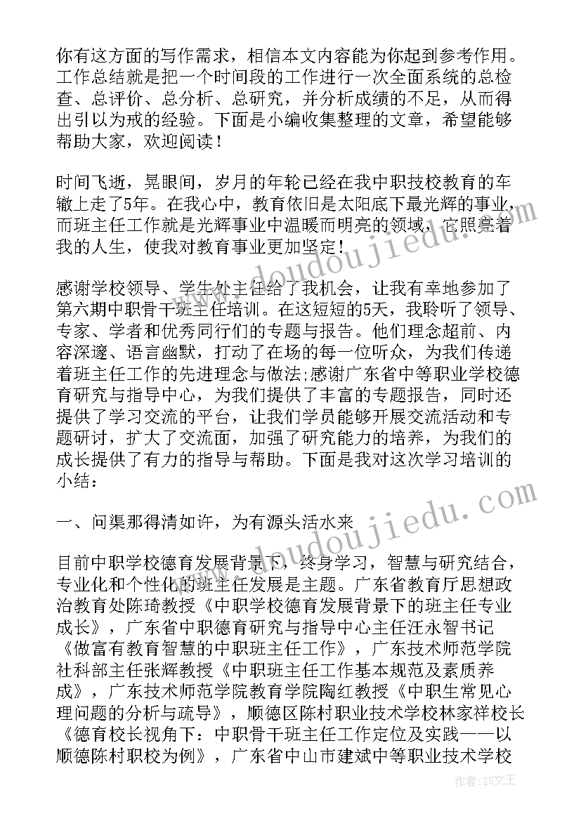 中专教师工作总结(优质8篇)