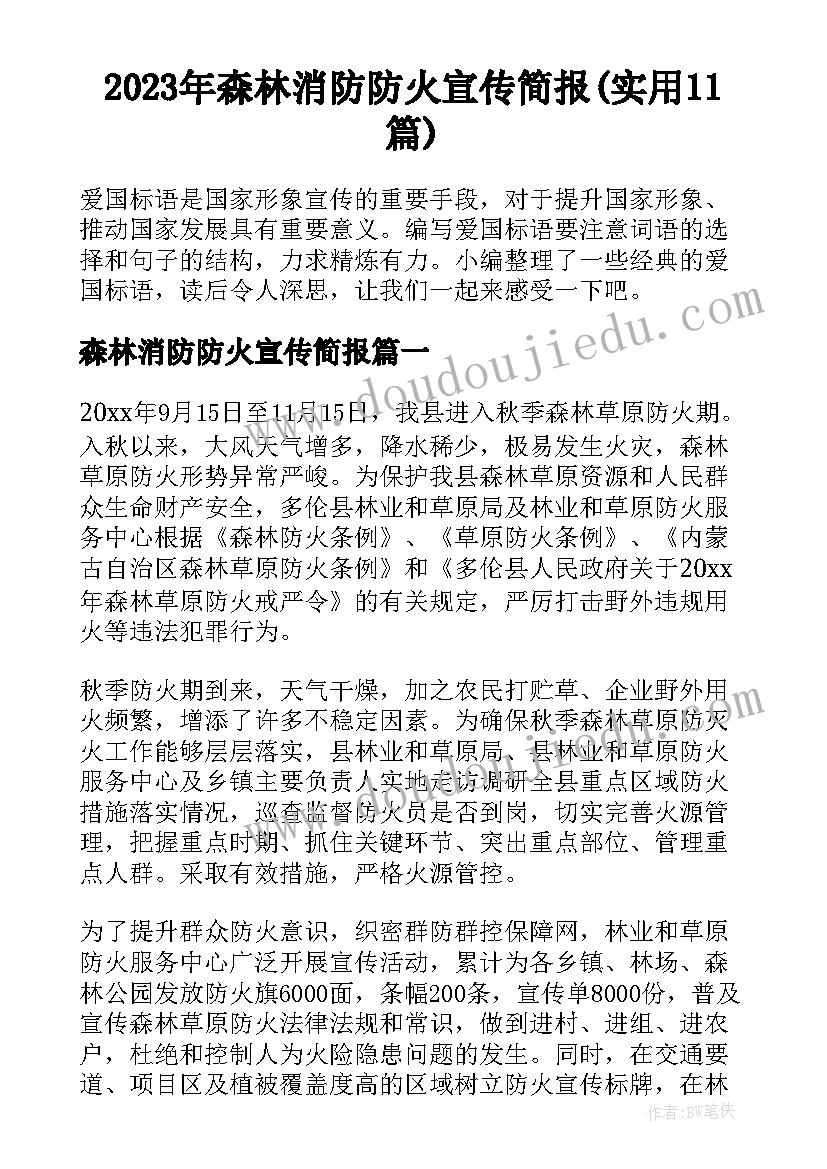 2023年森林消防防火宣传简报(实用11篇)