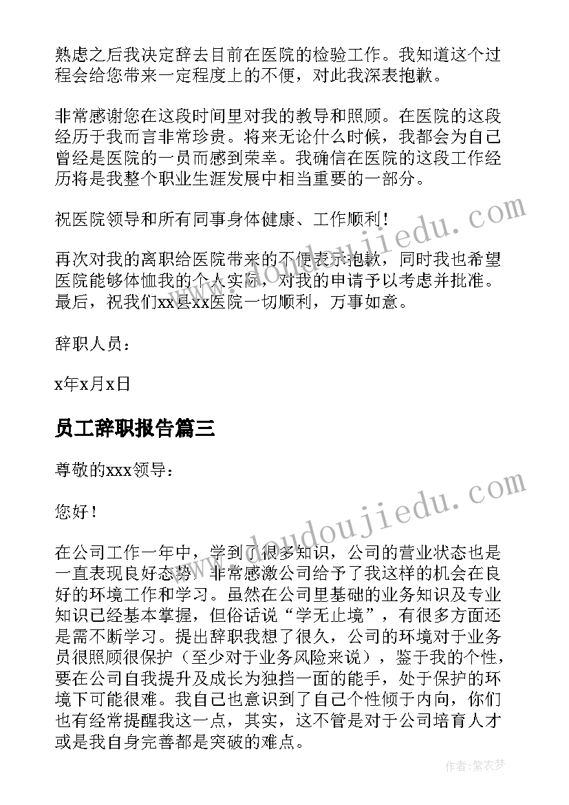 员工辞职报告(优质10篇)