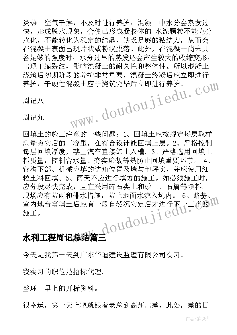 2023年水利工程周记总结(精选11篇)