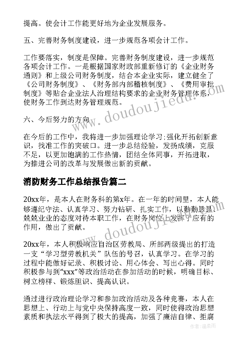 2023年消防财务工作总结报告(模板5篇)