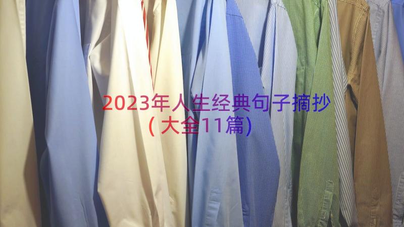 2023年人生经典句子摘抄(大全11篇)